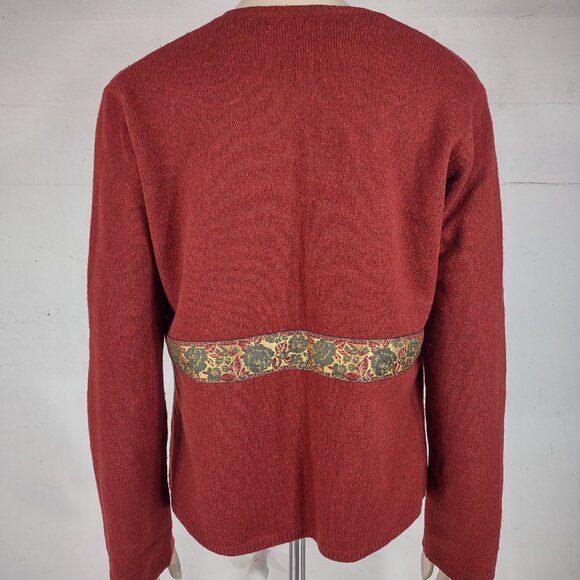 Sleeping on Snow burgundy dark red Lambswool blend belted cardigan ladies XL - Picture 5 of 7